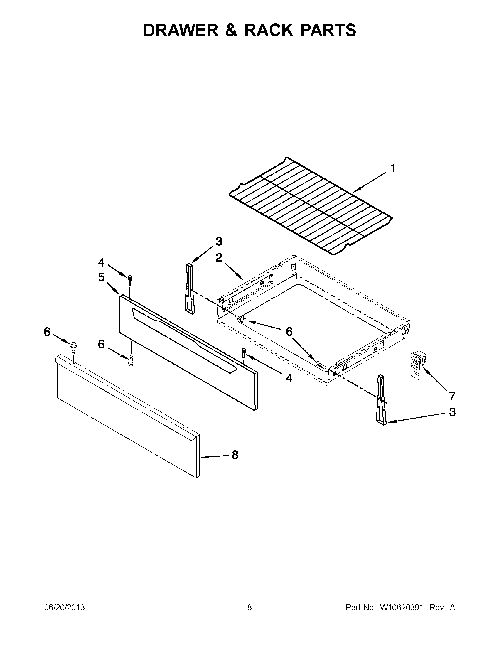 04 - DRAWER & RACK PARTS Diagram and Parts List for YMER7685BB0  Maytag Range