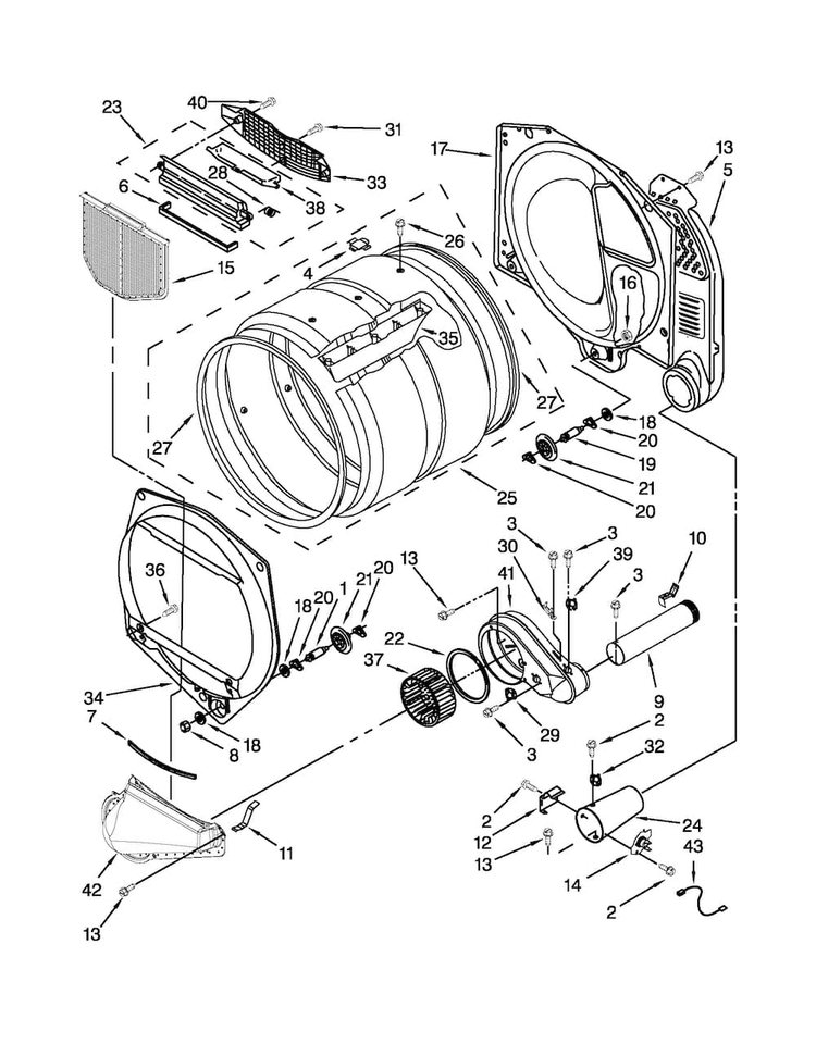 Bulkhead Parts Diagram and Parts List for MDG18PRAWW0  Maytag Dryer