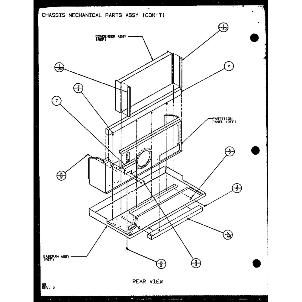 Chassis Mechanical Parts Ass Diagram and Parts List for PTC12400EC P9872415R Amana Air Conditioner