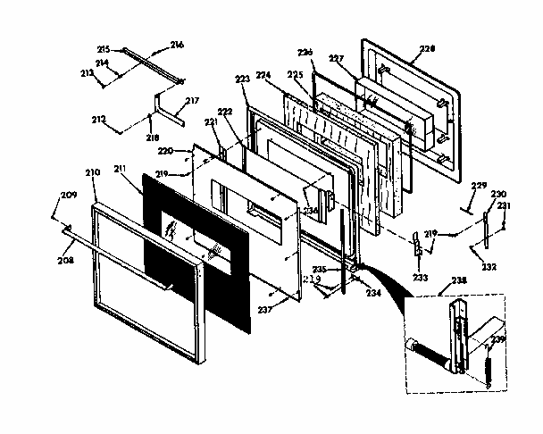 Upper Black Glass Door Diagram and Parts List for 8504277790  Kenmore Range