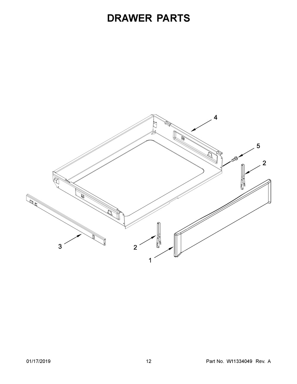 Drawer Parts Diagram and Parts List for MGR8800HK0  Maytag Range