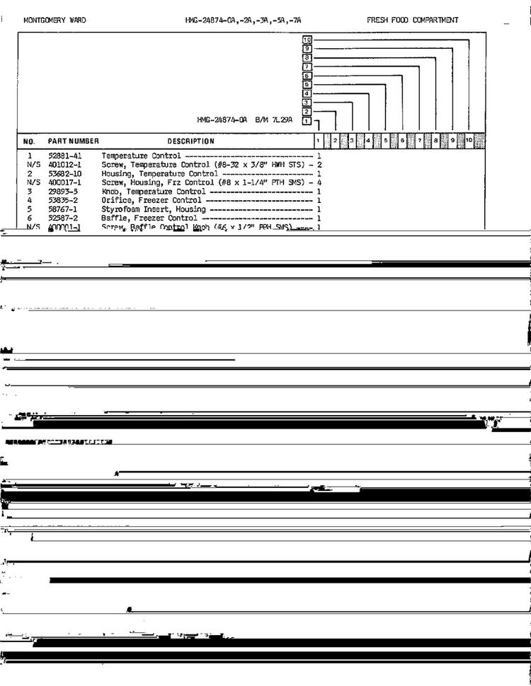 Fresh Food Compartment Page 2 Diagram and Parts List for 24874A  Admiral Refrigerator
