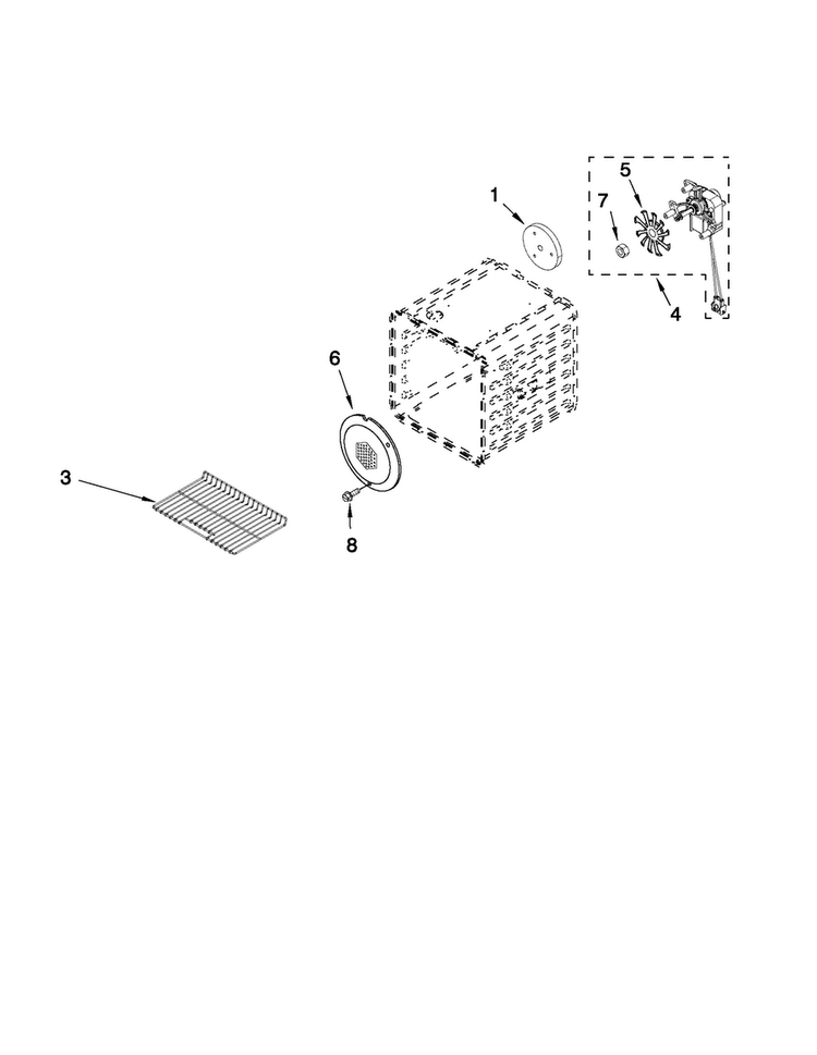 18" Internal Oven Parts Diagram and Parts List for JGRP548WP01  Jenn-Air Range