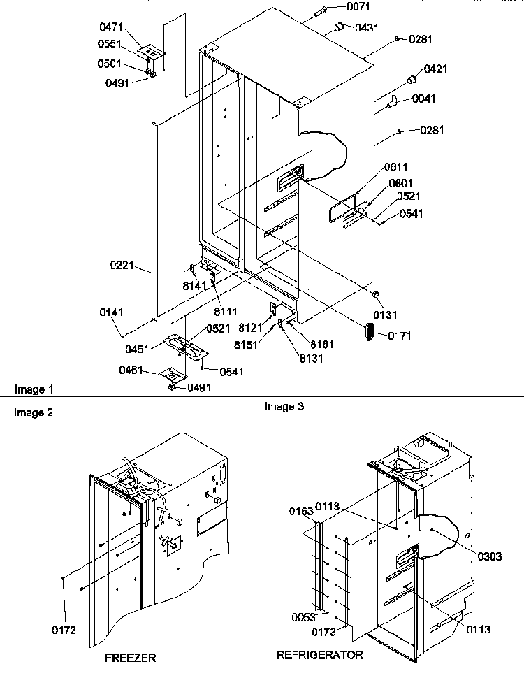Cabinet Parts Diagram and Parts List for SRD22S5L-P1190304WL  Amana Refrigerator