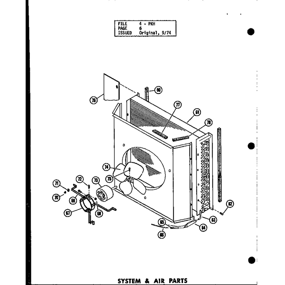 System & Air Parts 1 Diagram and Parts List for D54475-1 P54475-1C Amana Air Conditioner