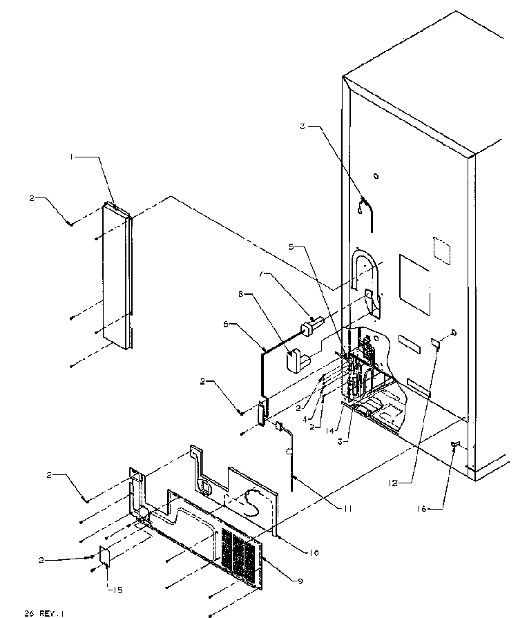 Cabinet Back Diagram and Parts List for BQ20RBW-P1161502WW  Amana Refrigerator