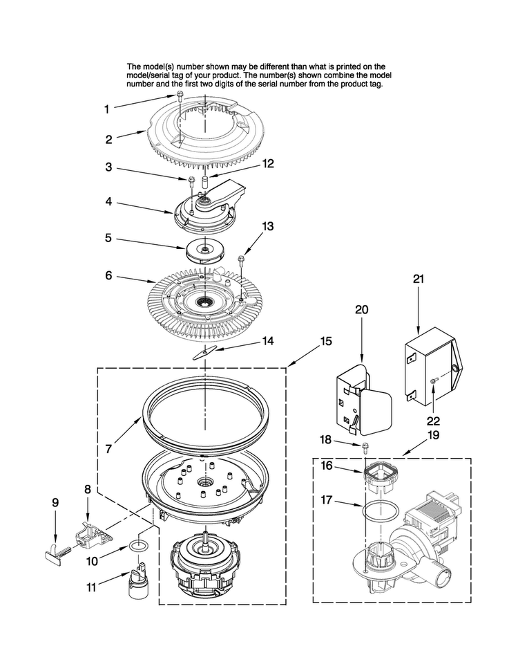 Pump And Motor Parts Diagram and Parts List for MDB7851AWS10  Maytag Dishwasher