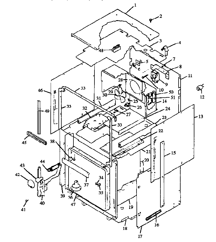 Cabinet Section Diagram and Parts List for MM659E-P1177103MZ  Amana Microwave