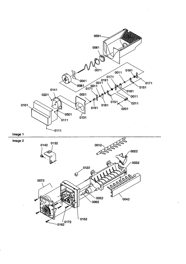 Ice Bucket Auger/ice Maker Diagram and Parts List for SXD23VL-P1315301WL  Amana Refrigerator