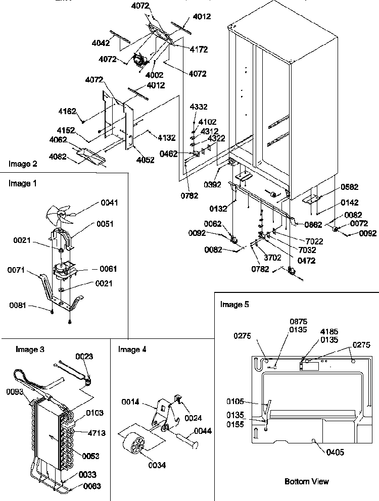 Drain System, Rollers, And Evaporator Assy Diagram and Parts List for SM22TBW-P1190212WW  Amana Refrigerator