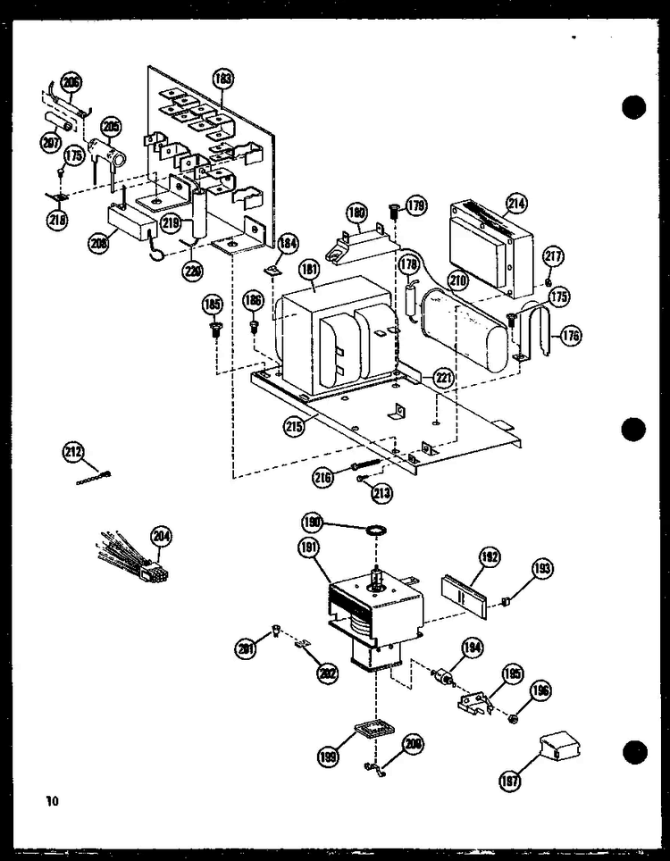 Transformer/magnetron Diagram and Parts List for RR7 P72582-2M Amana Microwave