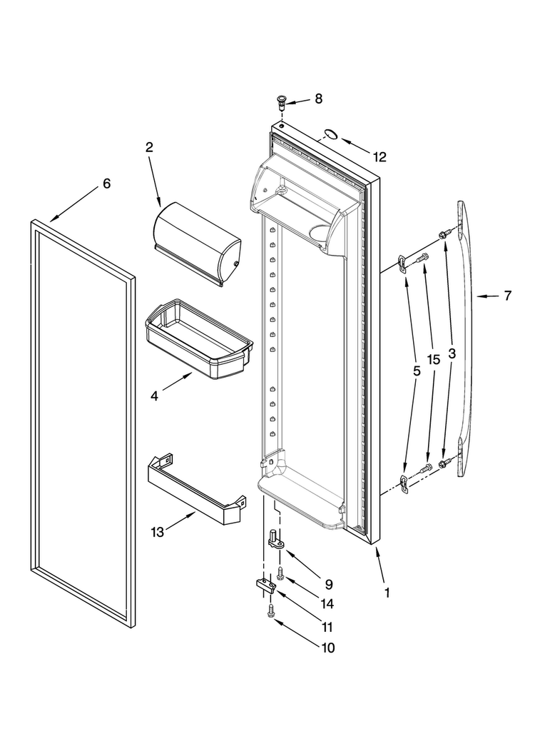 Refrigerator Door Parts Diagram and Parts List for MSD2274VEA00  Maytag Refrigerator