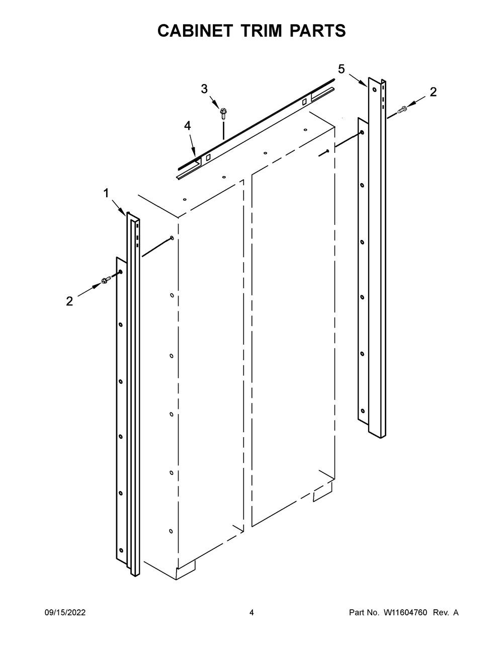 Cabinet Trim Parts Diagram and Parts List for JBSFS42NMX00  Jenn-Air Refrigerator
