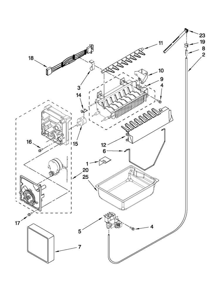 Icemaker Parts Diagram and Parts List for MFD2562VEB9  Maytag Refrigerator