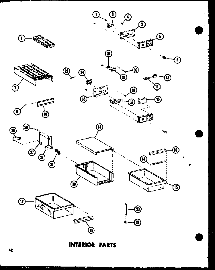 Interior Parts Diagram and Parts List for TC18E-L-P74660-14WL  Amana Refrigerator