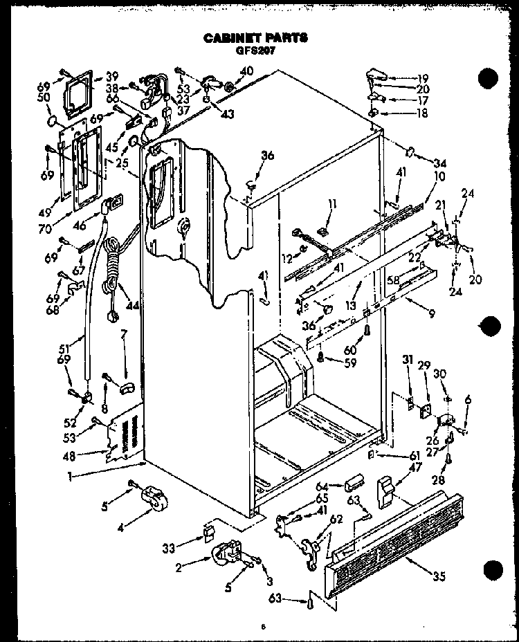 Cabinet Parts Diagram and Parts List for GFS207-MN02  Amana Refrigerator