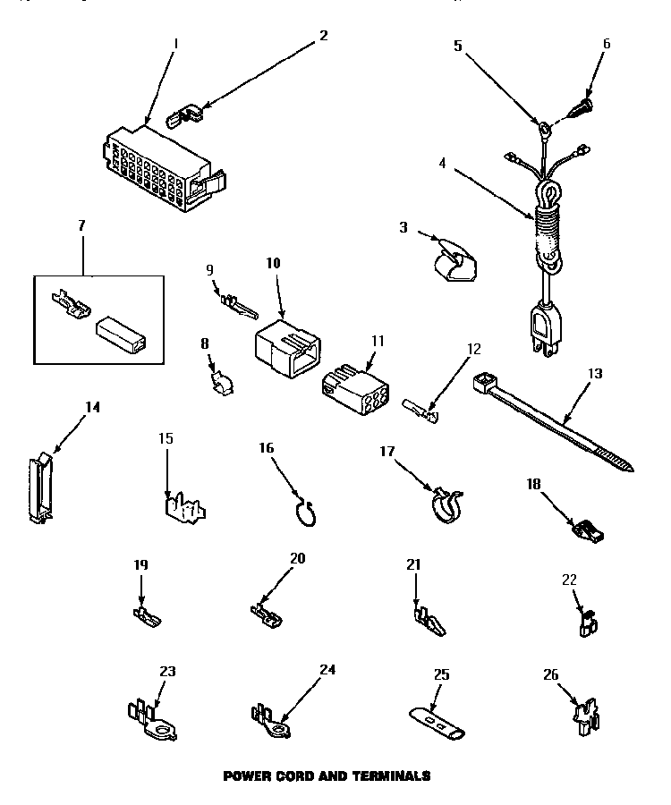 Power Cord & Terminals Diagram and Parts List for LW8463W2 PLW8463W2A Amana Washer