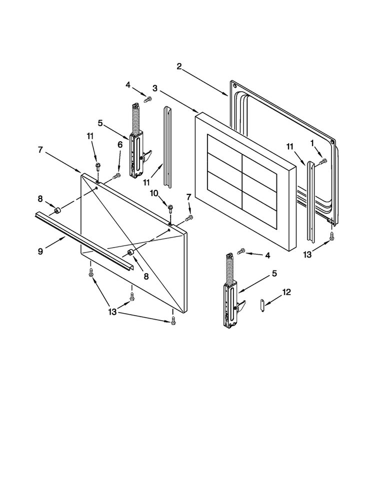 Door Parts Diagram and Parts List for CER3311XAW0  Magic Chef Range