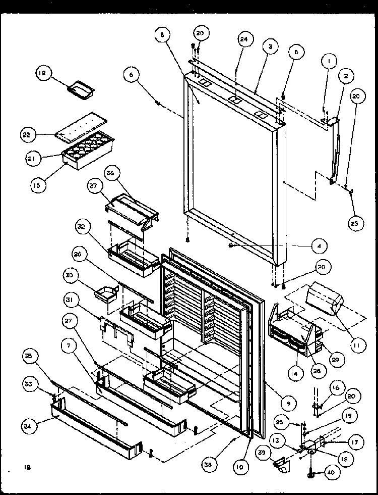 Refrigerator Door Diagram and Parts List for TG18RBW-P1158303WW  Amana Refrigerator
