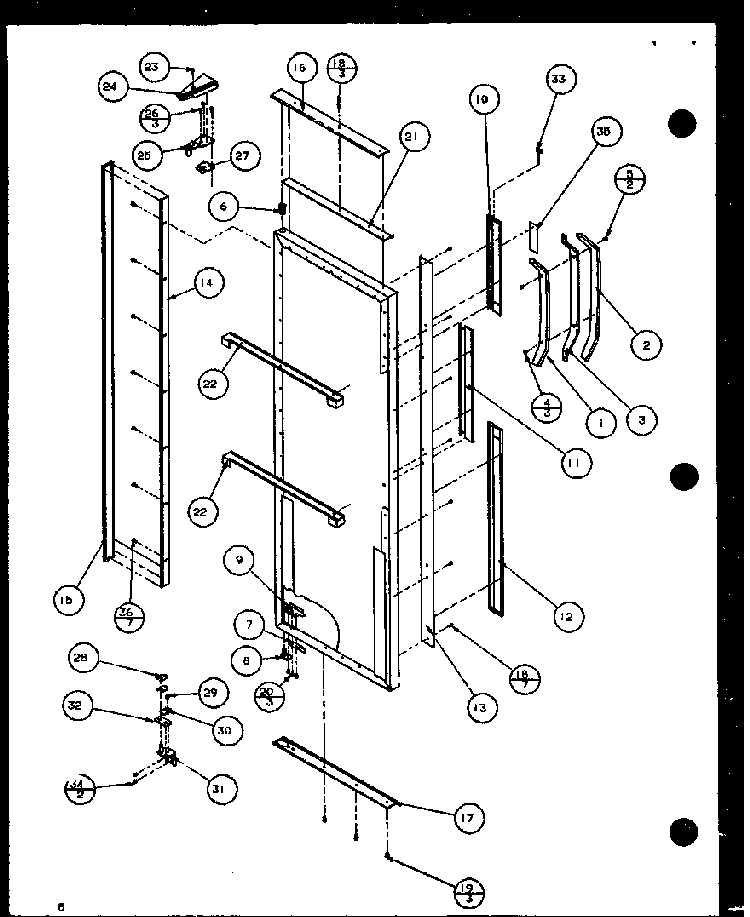 Section 7 Diagram and Parts List for 36088-P11108702W  Amana Refrigerator