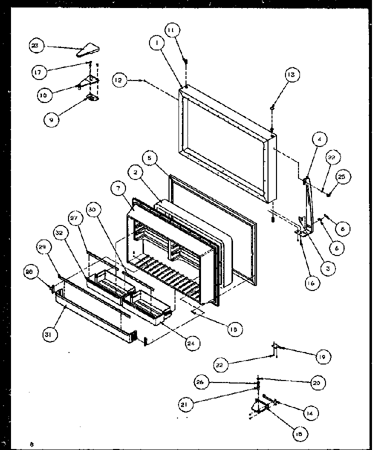 Freezer Door Diagram and Parts List for TG18RBW-P1158303WW  Amana Refrigerator