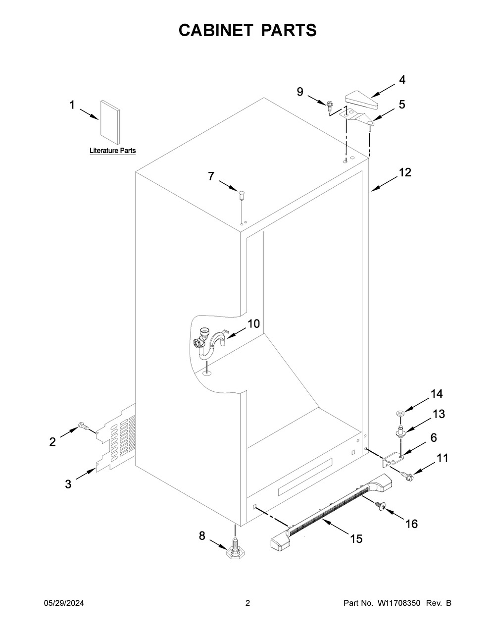 Cabinet Parts Diagram and Parts List for AZF33X16DW10  Amana Freezer