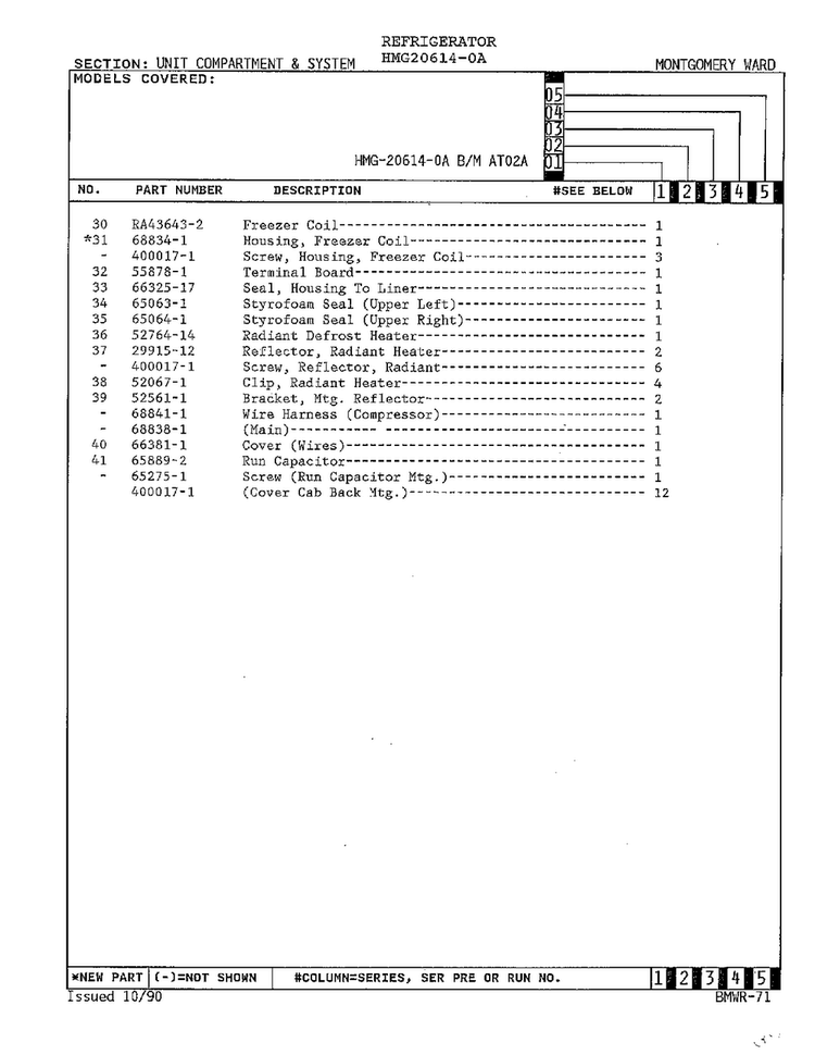 Unit Compartment And System Page 3 Diagram and Parts List for 6540A REV Admiral Refrigerator