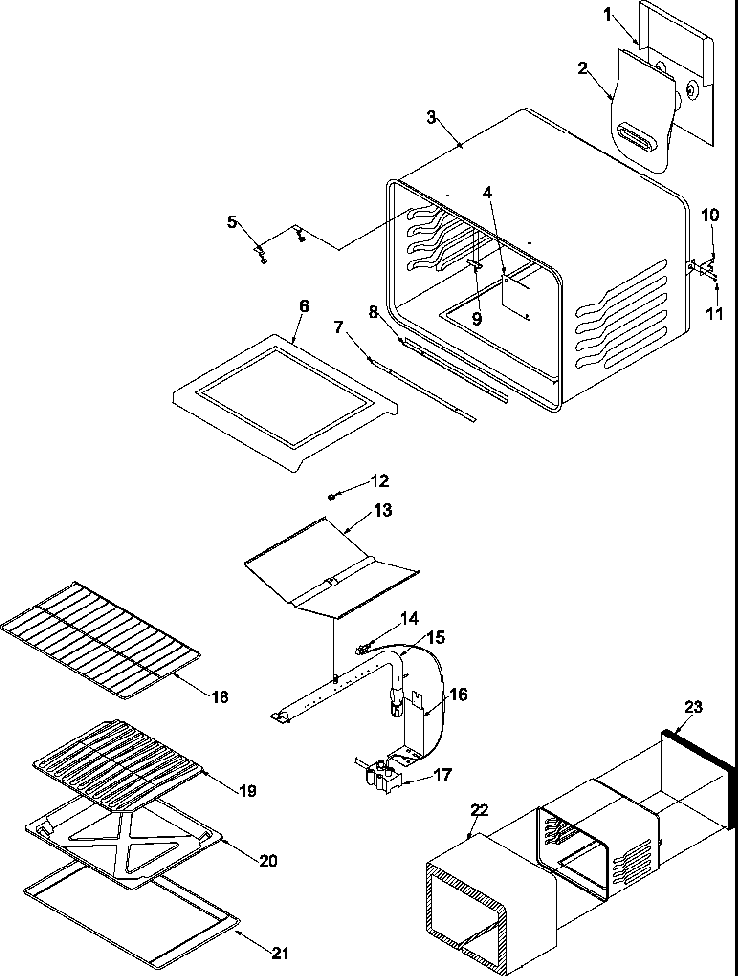 Cavity Diagram and Parts List for ARO3100L-P1143334NL  Amana Range