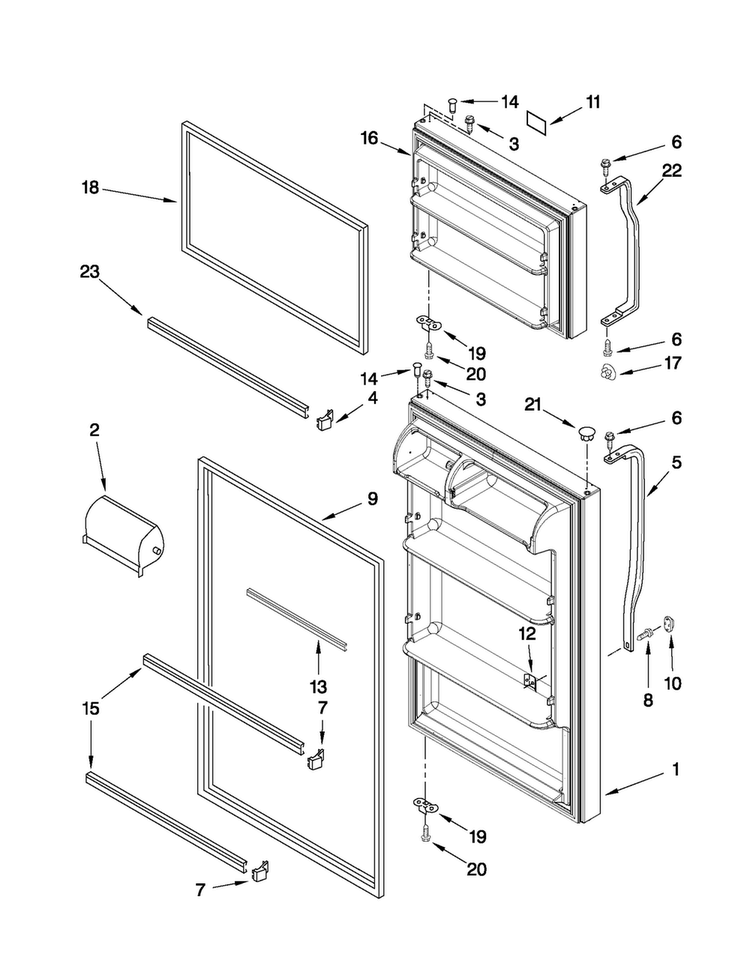 Door Parts Diagram and Parts List for A8TXEGFYB00  Amana Refrigerator