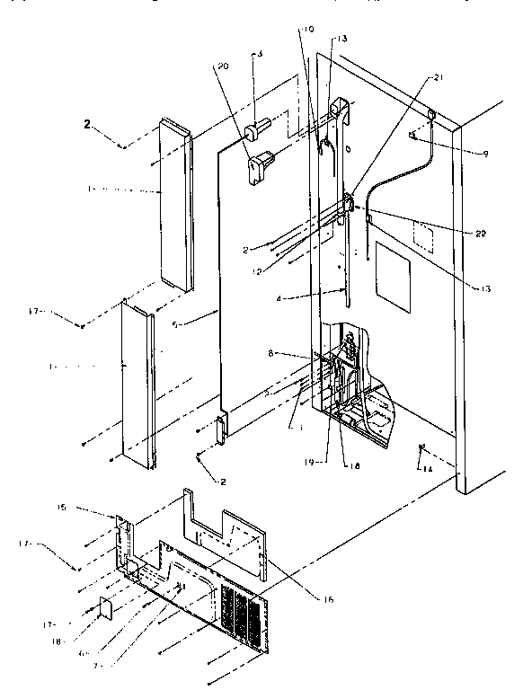 Cabinet Back Diagram and Parts List for TA18S2W-P1194501W  Amana Refrigerator