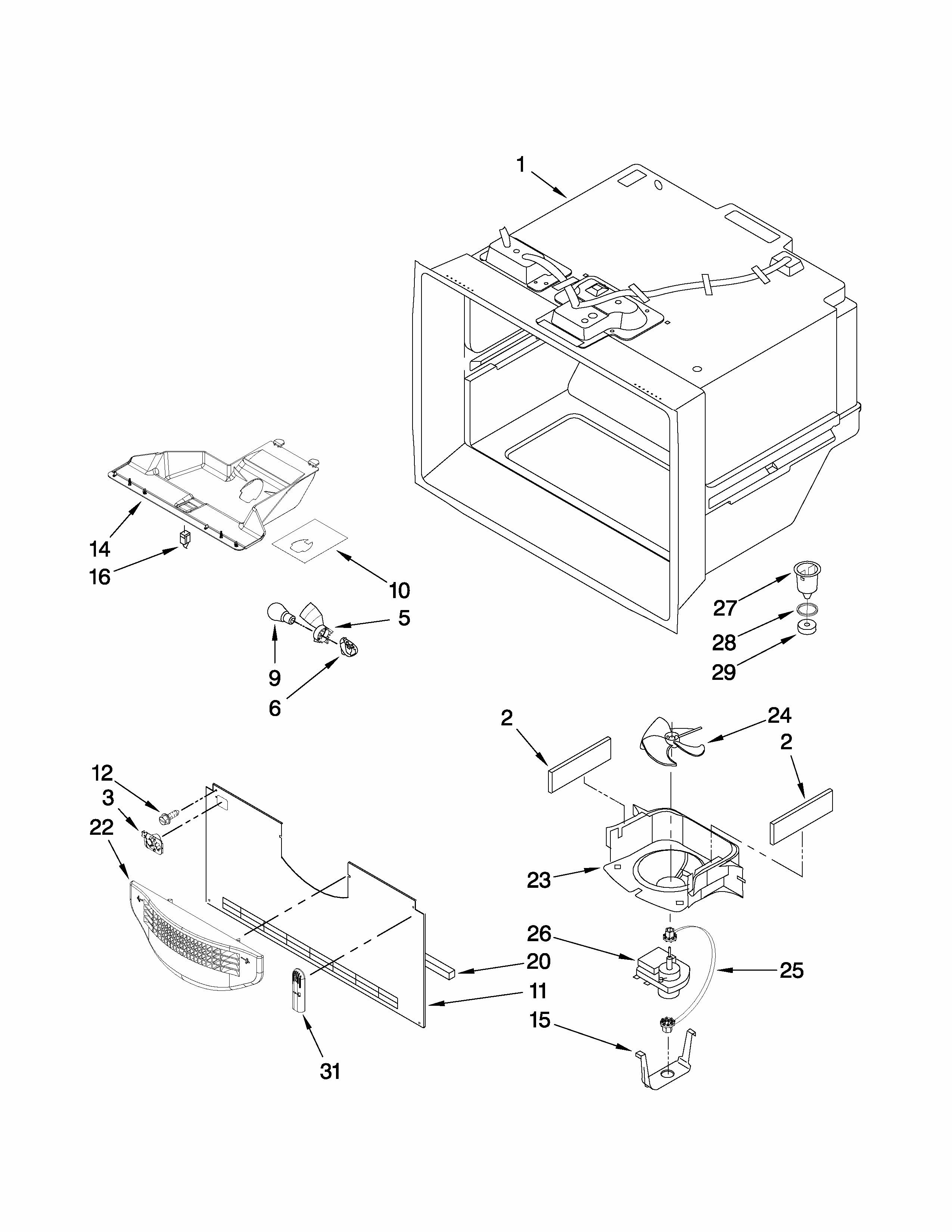 Freezer Liner Parts Diagram and Parts List for GB5525PEAW3  Maytag Refrigerator