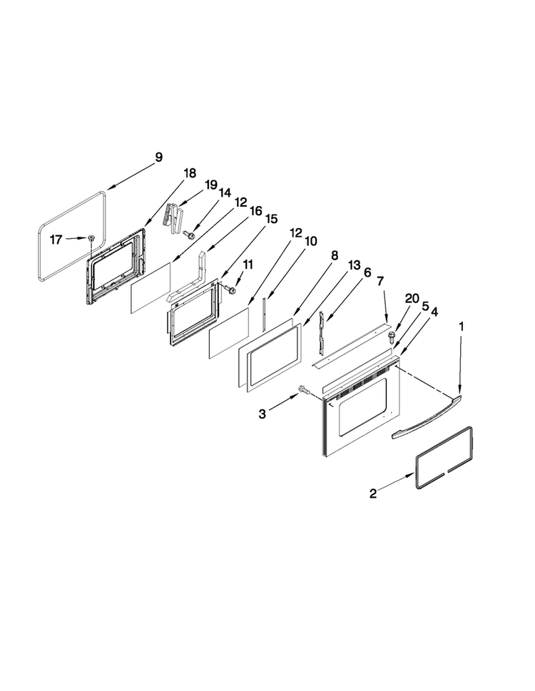 Lower Door Parts Diagram and Parts List for MER6775BAS18  Maytag Range