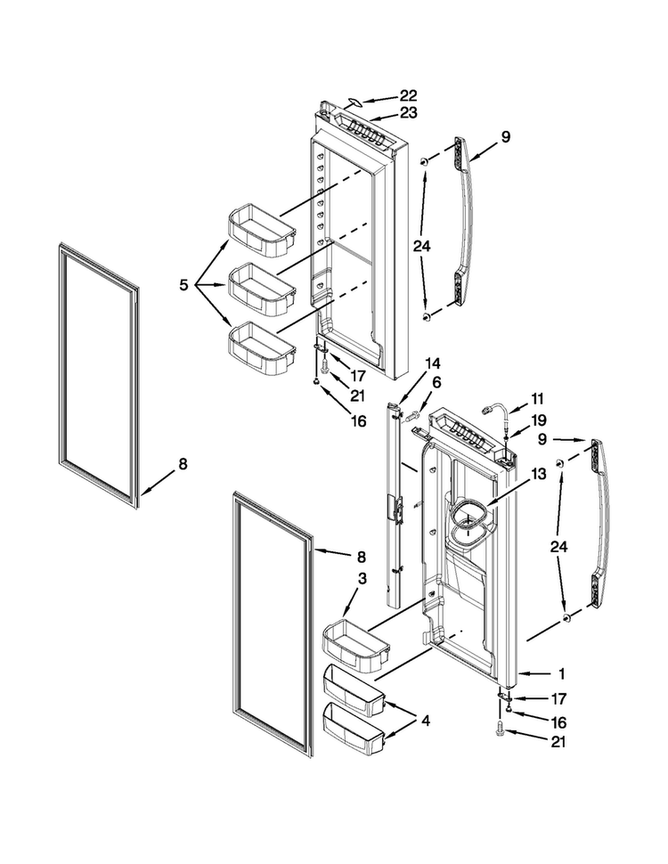 Refrigerator Door Parts Diagram and Parts List for MFI2665XEB7  Maytag Refrigerator
