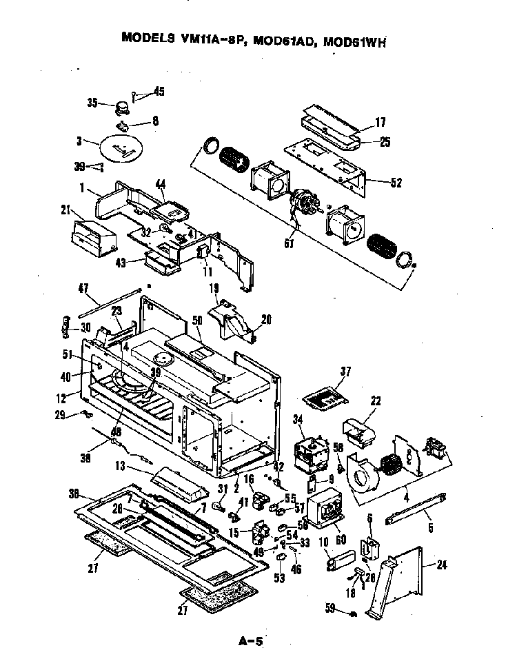 Internal Controls-upper Diagram and Parts List for 22FA-6CKLXV8  Magic Chef Microwave Oven Combo