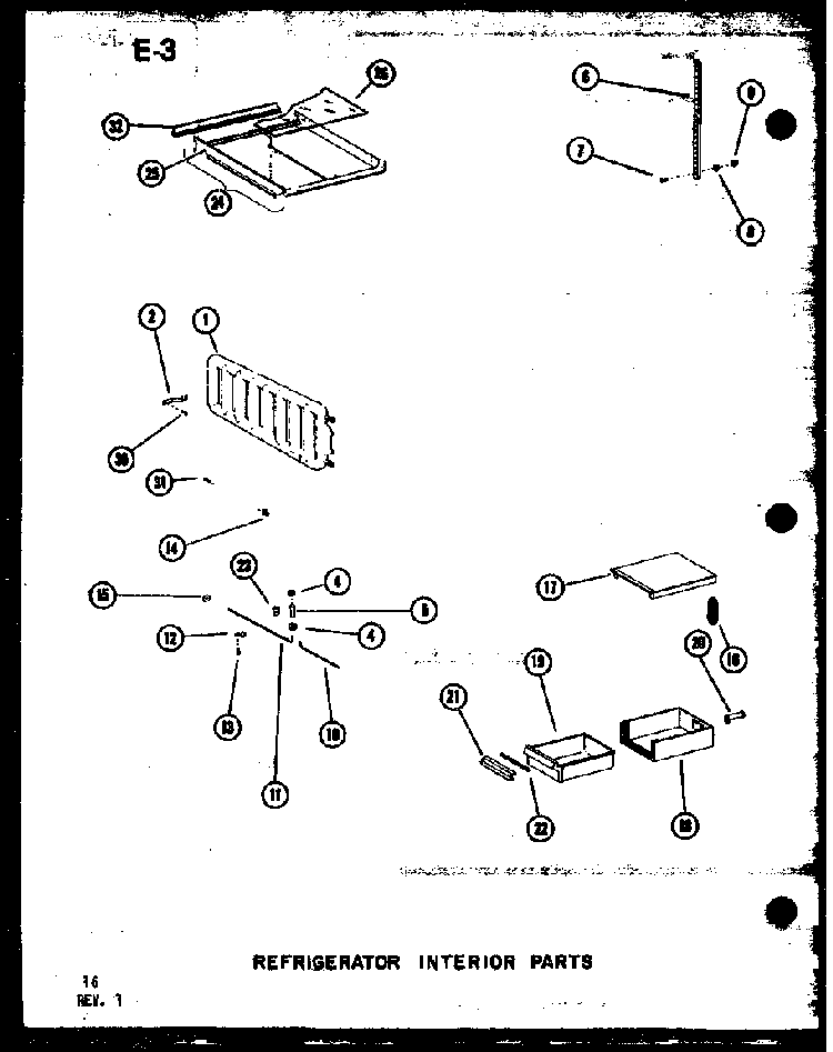 Refrigerator Interior Parts Diagram and Parts List for SRI19E-1-C-P74870-16WC  Amana Refrigerator