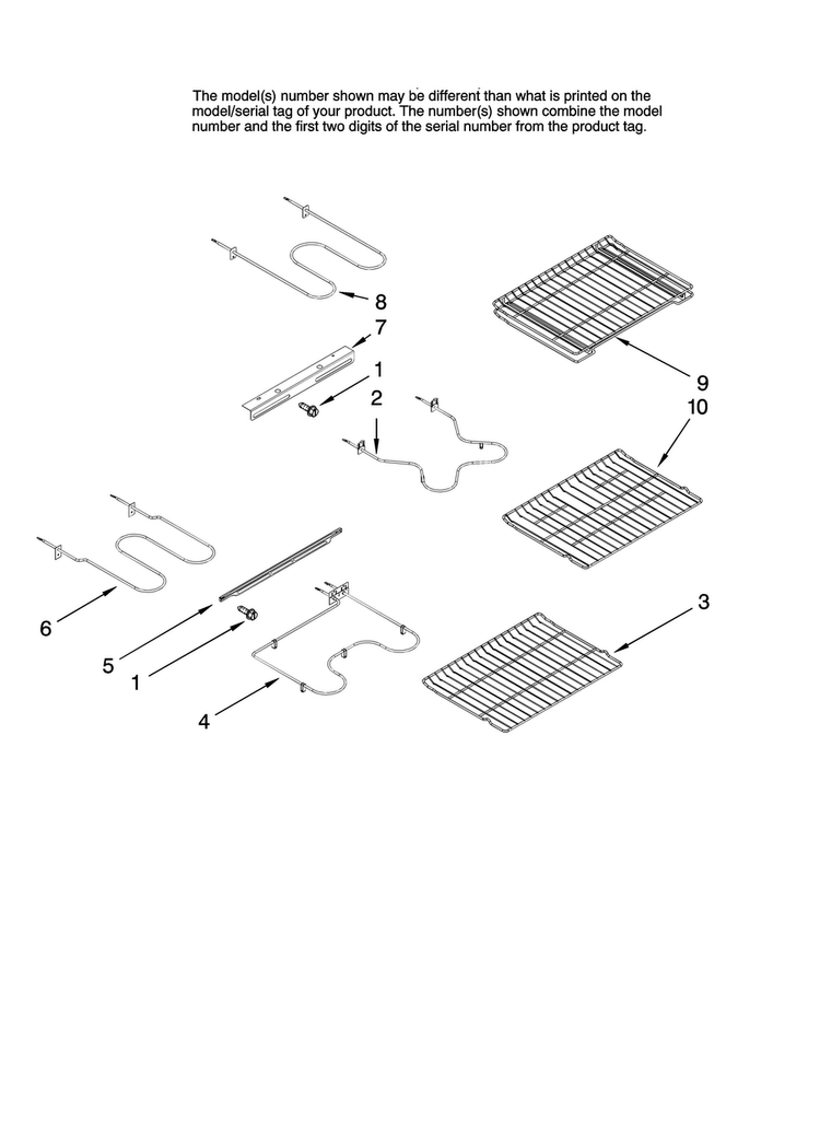 Rack And Element Parts Diagram and Parts List for JER8895BAS11  Jenn-Air Range