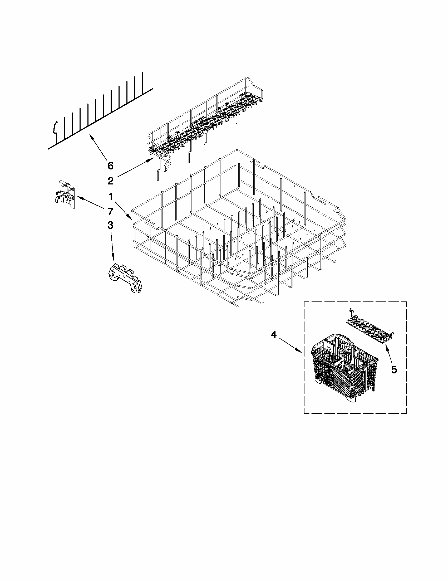 Lower Rack Parts Diagram and Parts List for MDB8959AWS5  Maytag Dishwasher