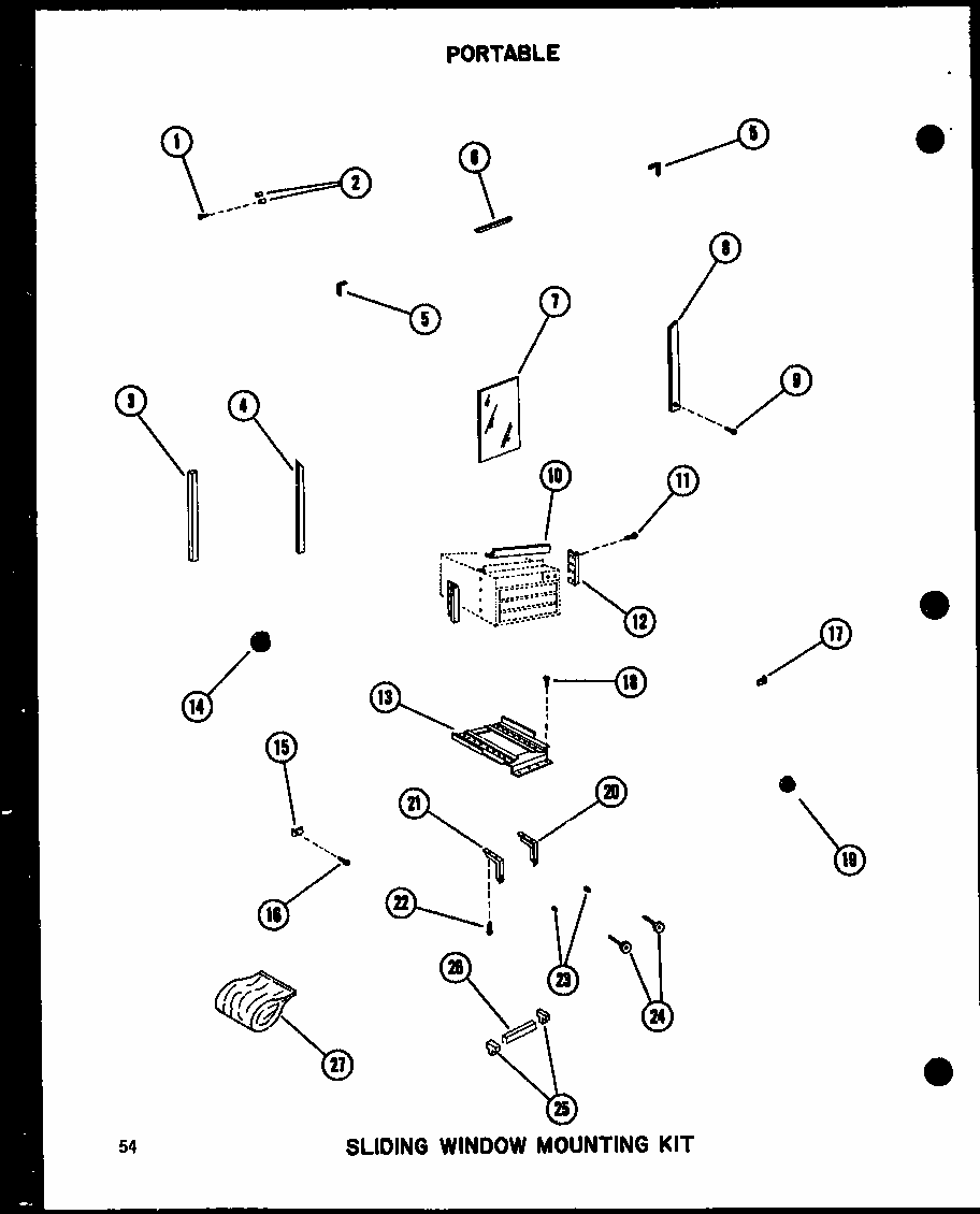 Sliding Window Mounting Kit Diagram and Parts List for 11-2JM P54336-51R Amana Air Conditioner