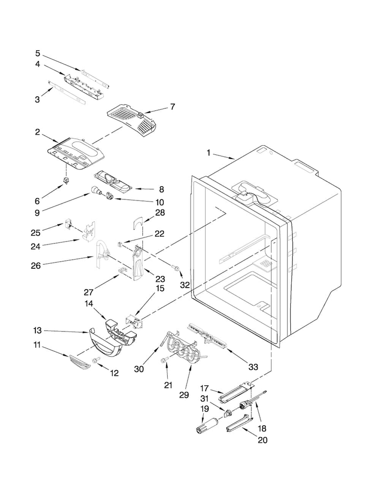 Refrigerator Liner Parts Diagram and Parts List for MFD2562VEW1  Maytag Refrigerator