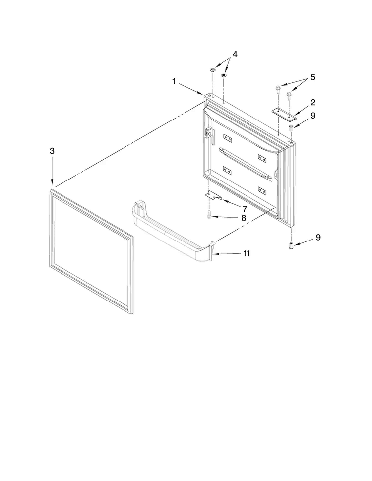 Freezer Door Parts Diagram and Parts List for ABB2221WEW1  Amana Refrigerator