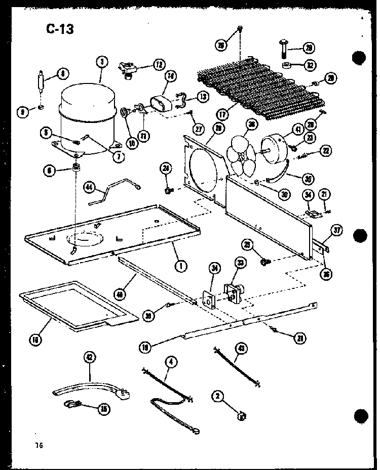 Unit Parts Diagram and Parts List for ESBFC16C-C-P60235-19WC  Amana Refrigerator