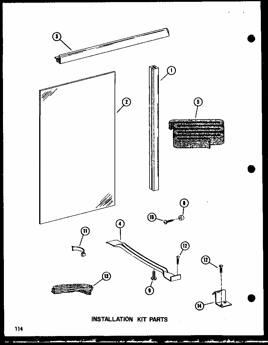 Installation Kit Parts Diagram and Parts List for 109-2J P54390-97R Amana Air Conditioner
