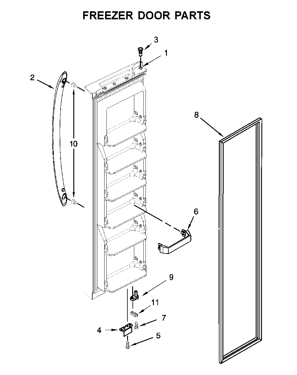 Freezer door parts Diagram and Parts List for MSS25N4MKZ00  Maytag Refrigerator