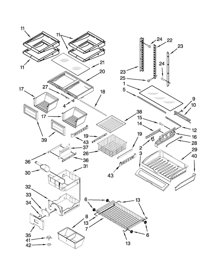 Shelf Parts Diagram and Parts List for JFC2290VEP8  Jenn-Air Refrigerator