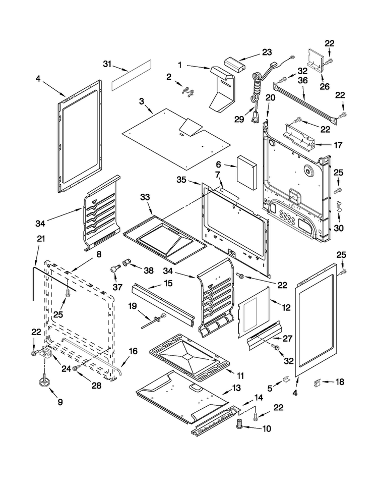 Chassis Parts Diagram and Parts List for AGR4433XDW0  Amana Range