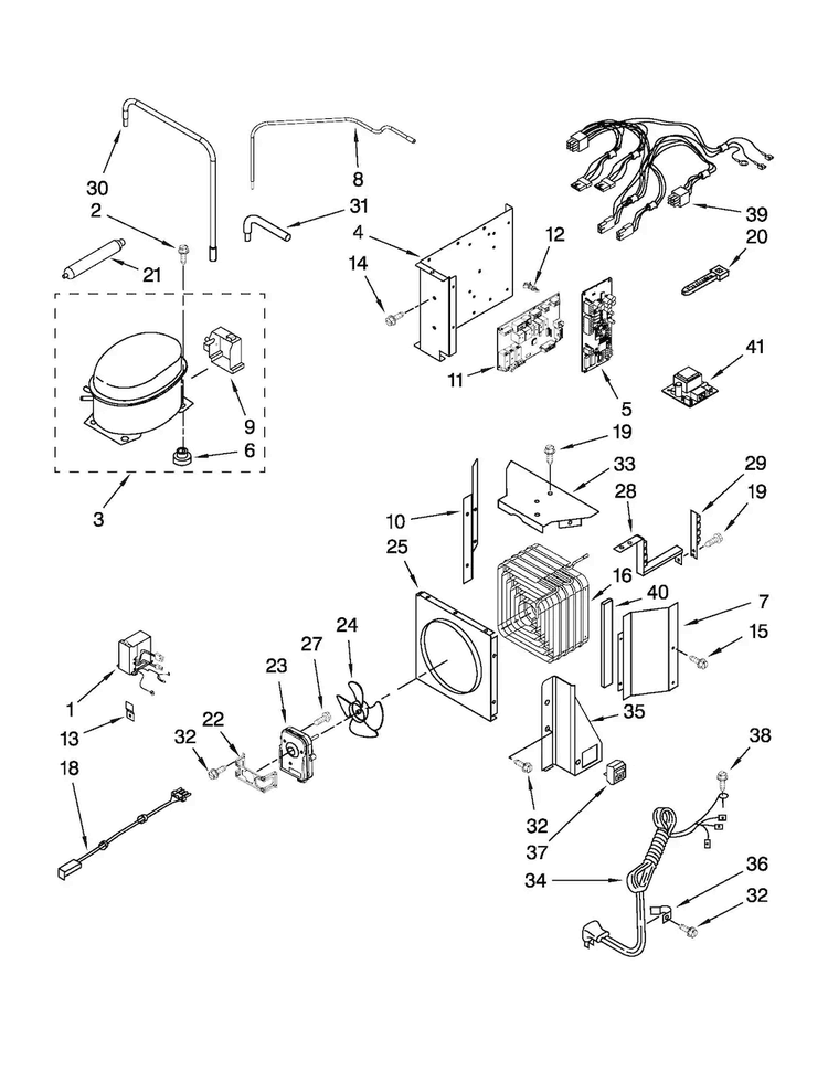 Upper Unit Parts Diagram and Parts List for JS48PPDUDB13  Jenn-Air Refrigerator