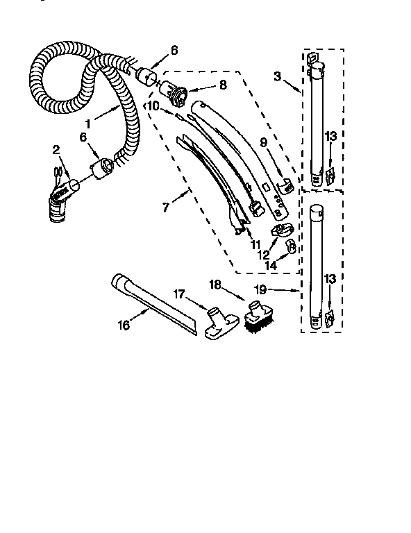 Hose And Attachements Diagram and Parts List for 11626011690  Kenmore Canister Vacuum