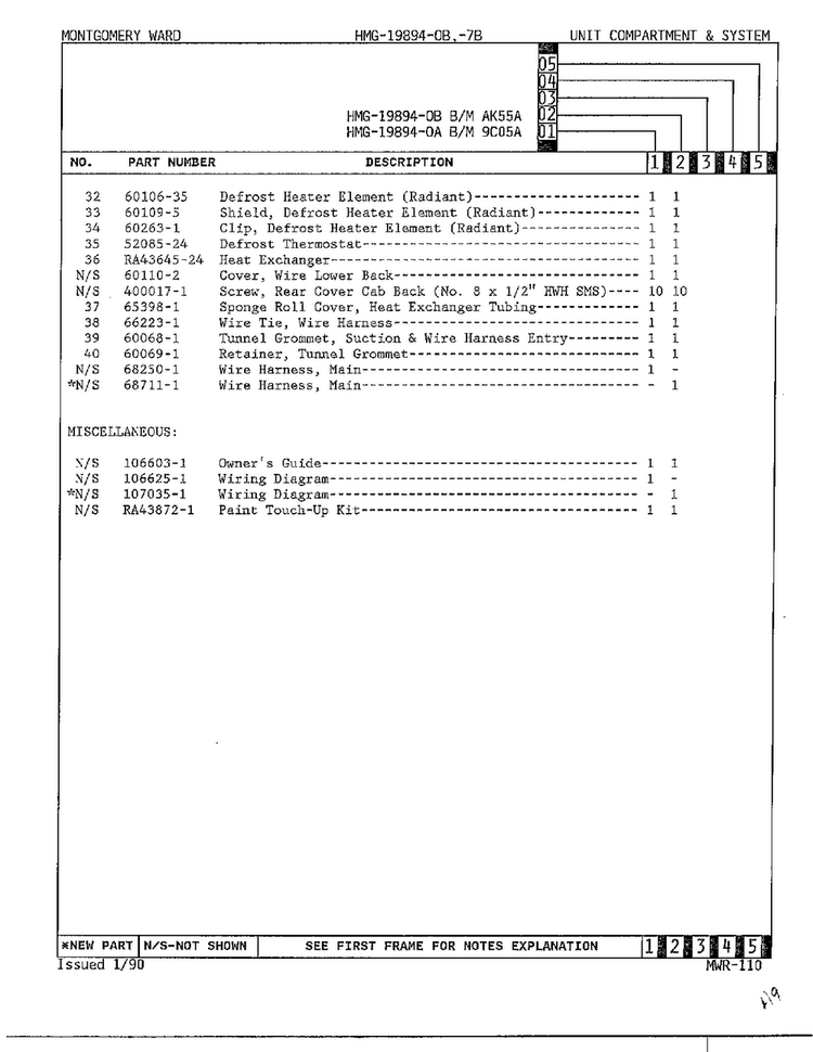 Unit Compartment And System Page 3 Diagram and Parts List for 19894A  Admiral Refrigerator