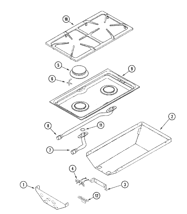 GAS CARTRIDGE (AMANA) Diagram and Parts List for ACS200S* ACS200S* Amana Cooktop