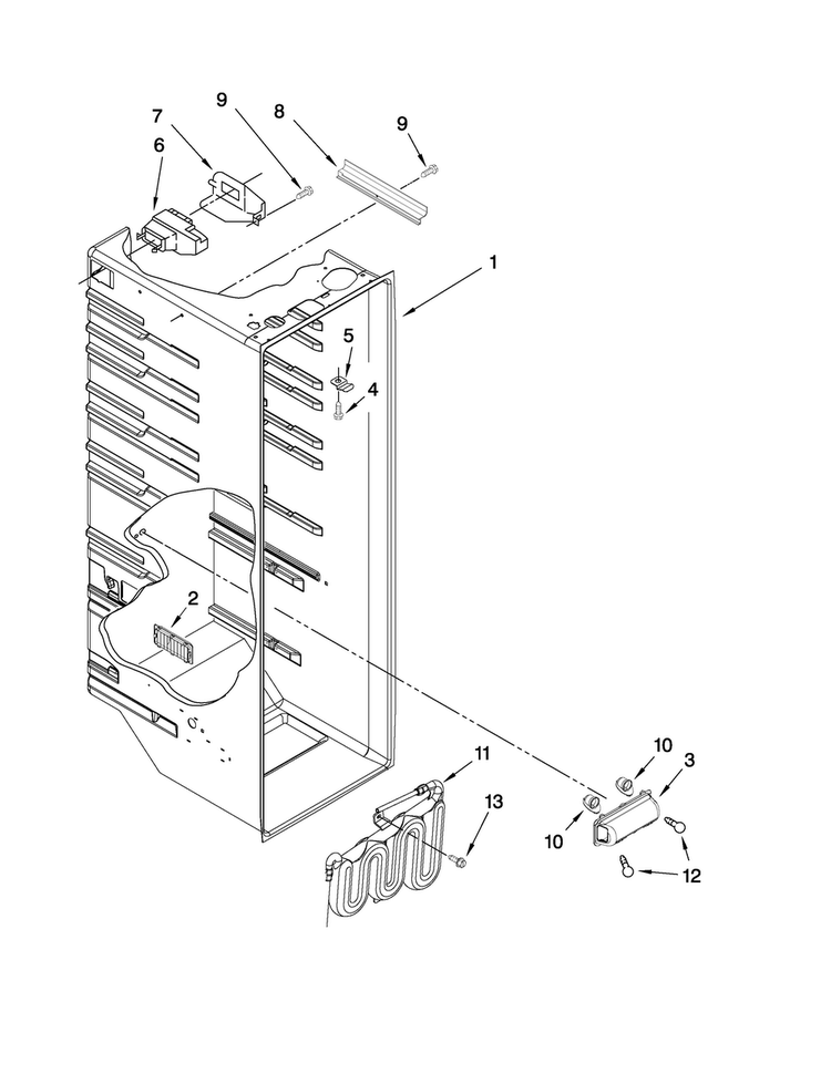 Refrigerator Liner Parts Diagram and Parts List for CS25CFXTQ02  Crosley Refrigerator